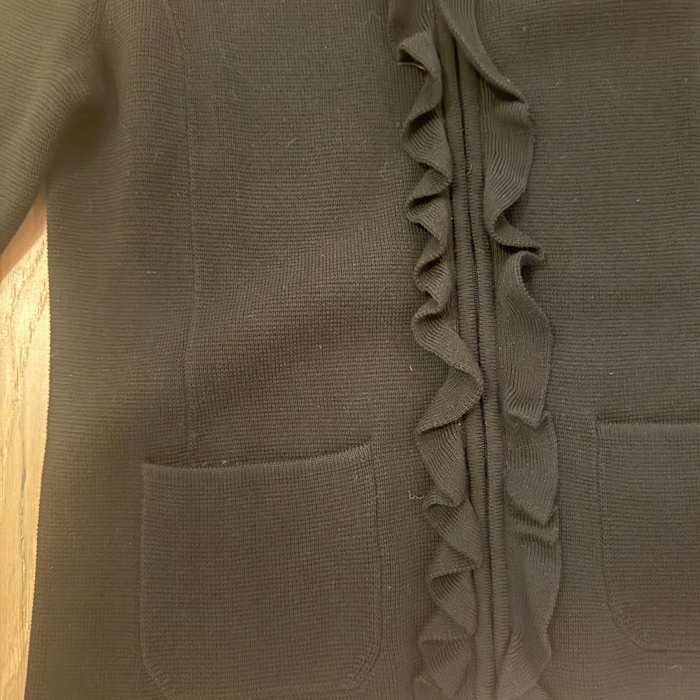 Talbots Petite Black Ruffled Sweater Jacket - Picture 2 of 3